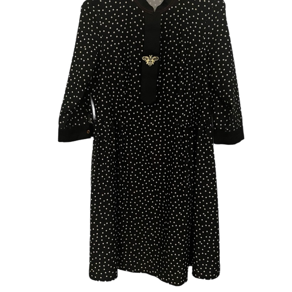 Stylish Black and White Polka Dot Midi Dress